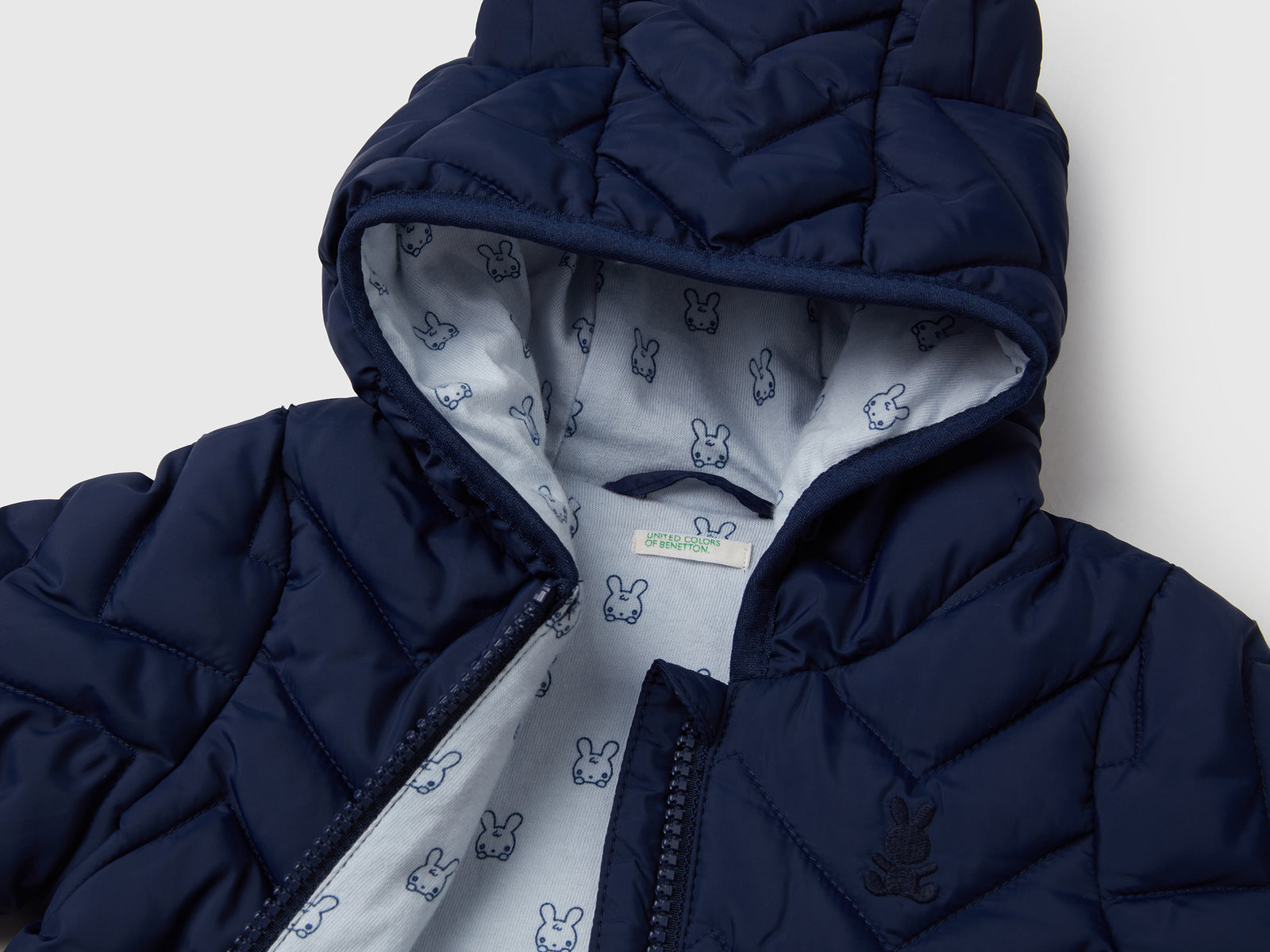 Piumino imbottito con orecchie da neonato blu scuro 3 | Benetton Outlet