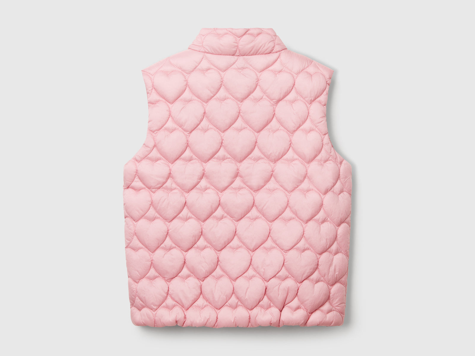 Gilet imbottito con trapuntatura a cuori da bimba rosa 2 | Benetton Outlet