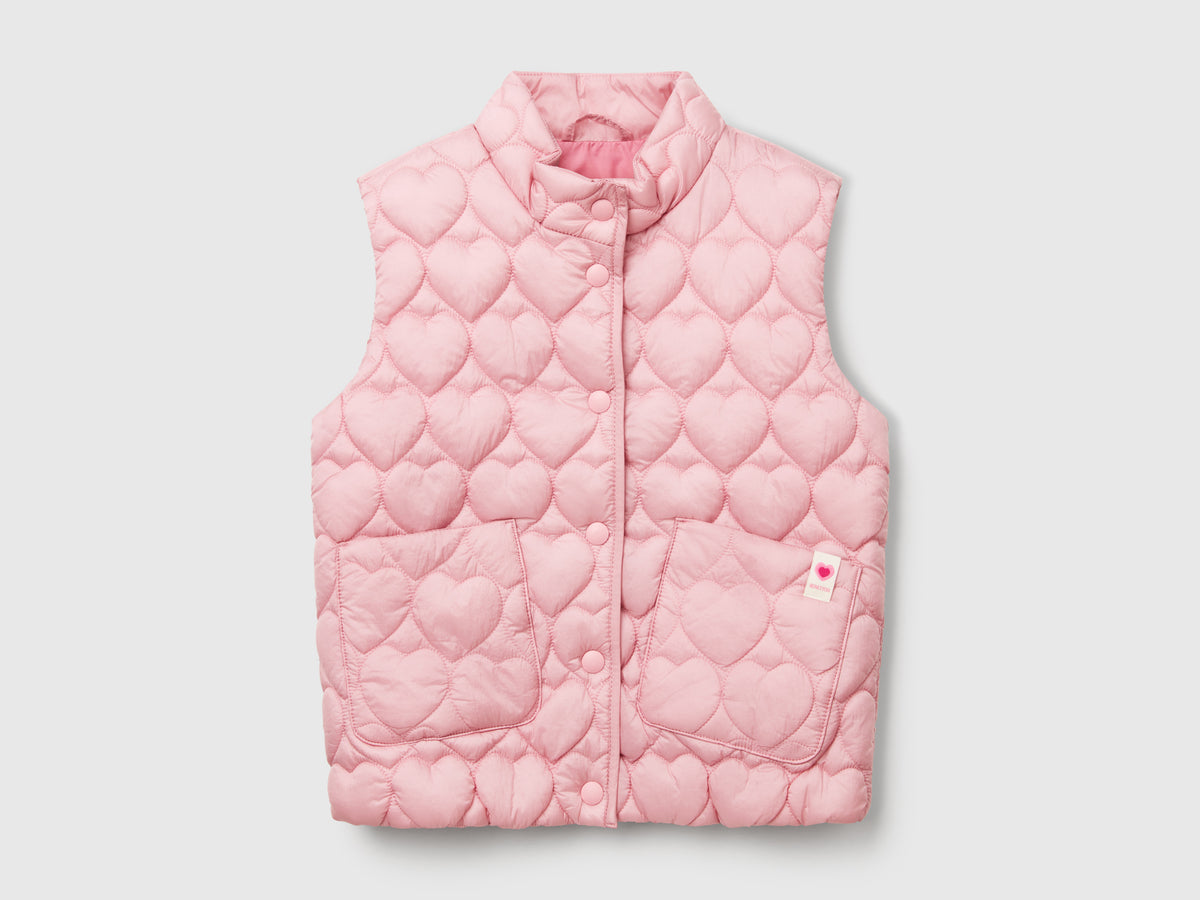 Gilet imbottito con trapuntatura a cuori