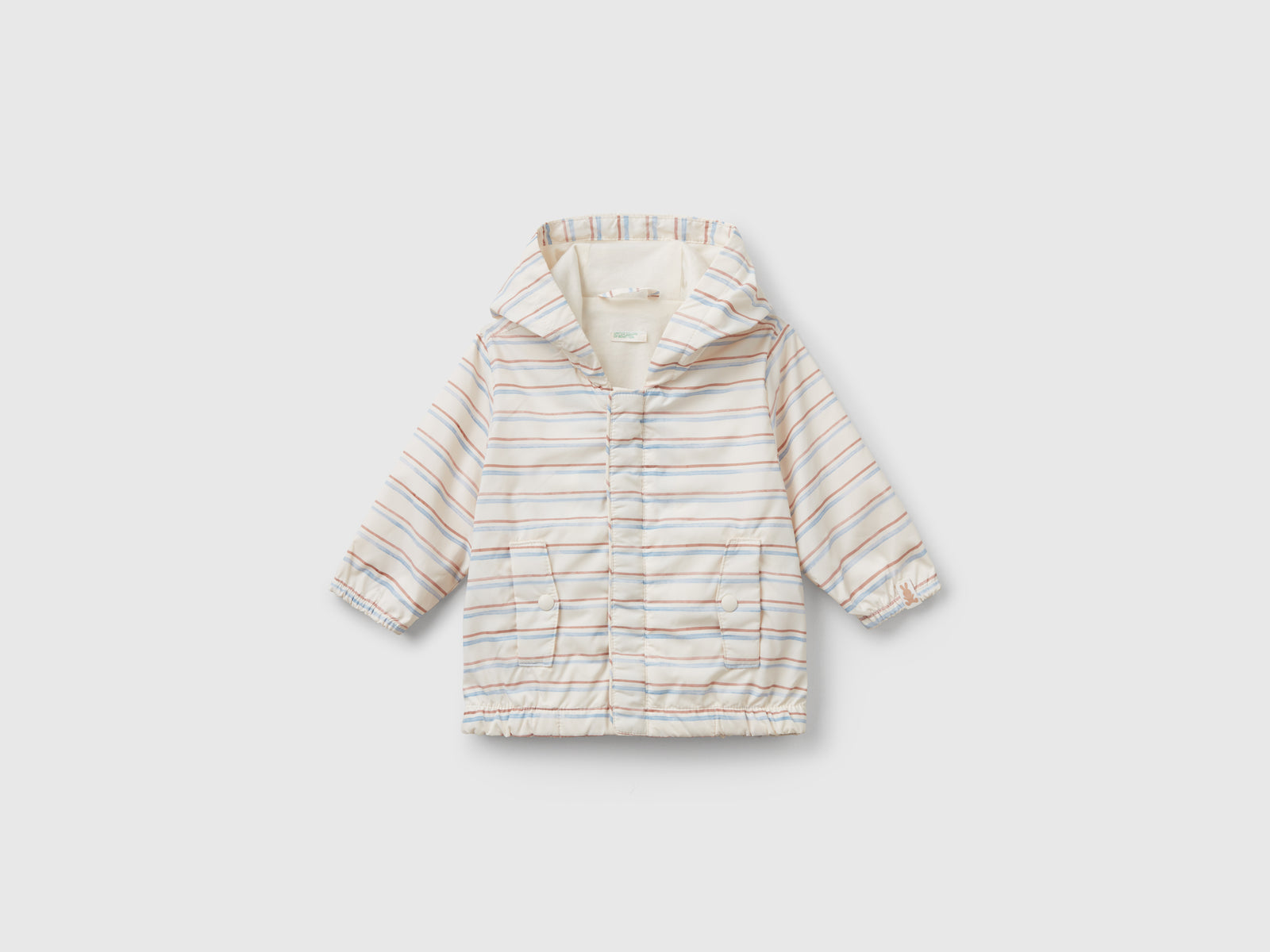Giubbino con stampa a righe da neonato bianco panna | Benetton Outlet
