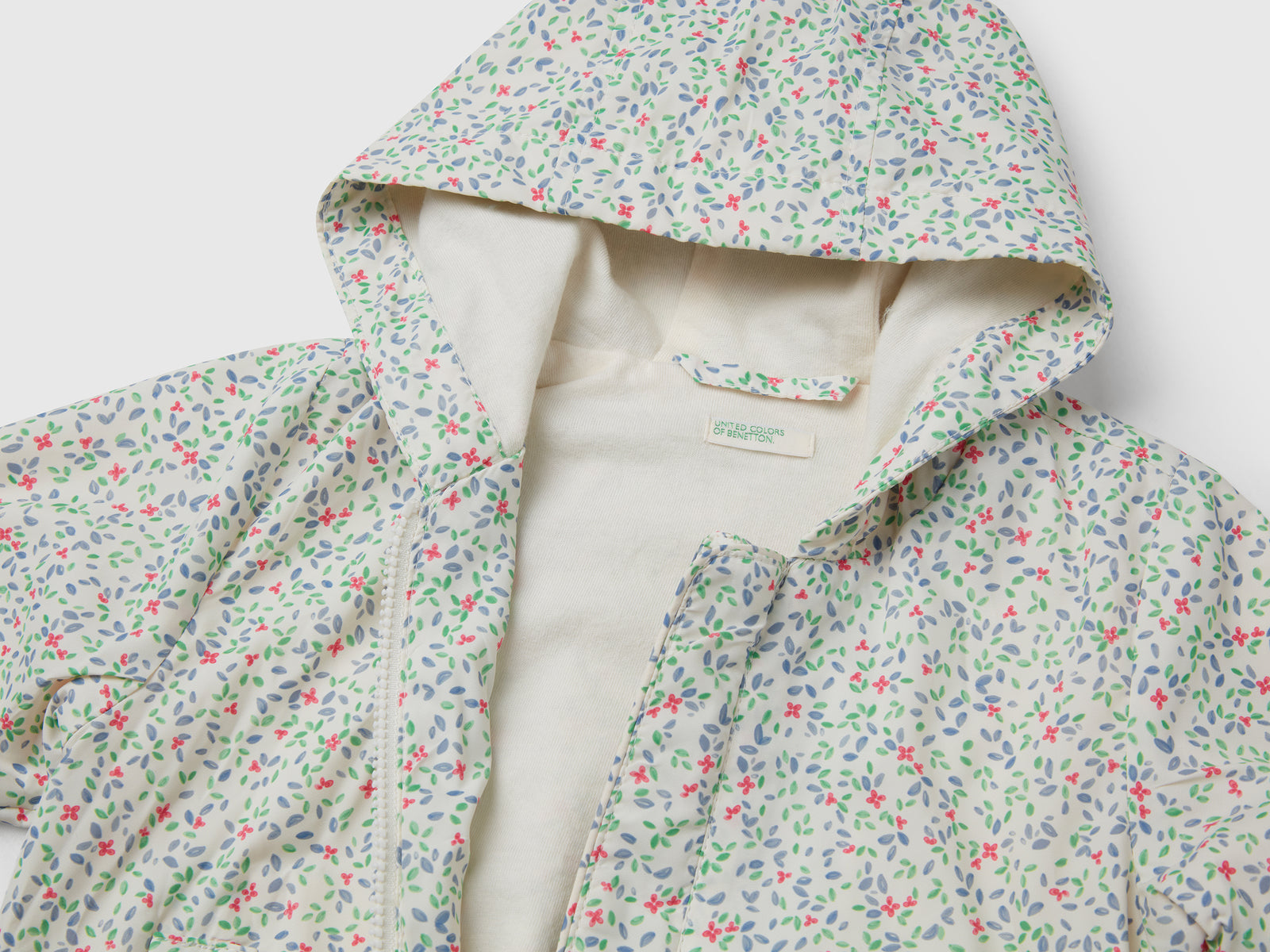 Giubbino con stampa floreale da neonato bianco panna 3 | Benetton Outlet
