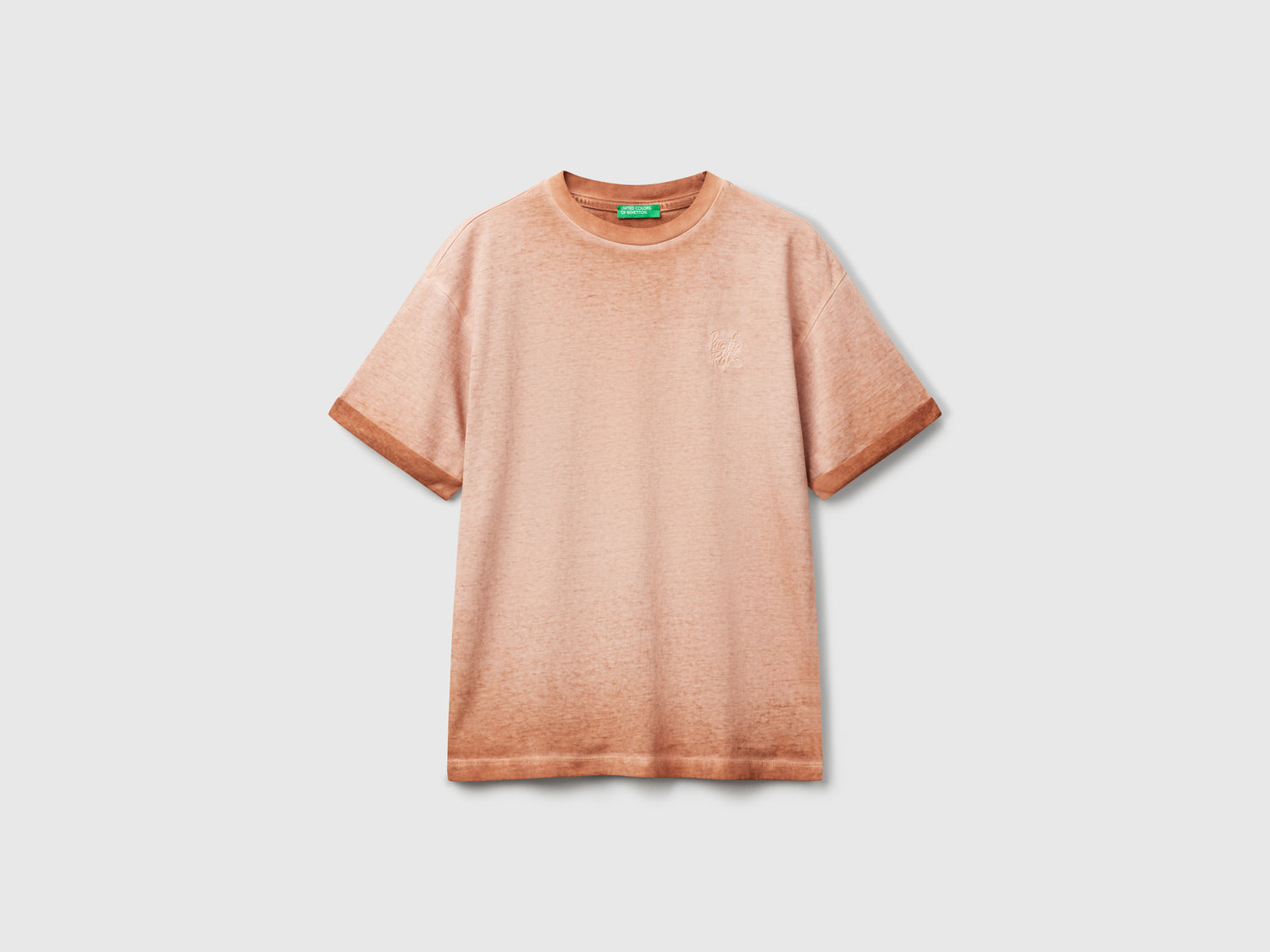 Maglietta over fit con ricamo da bambino cammello | Benetton Outlet
