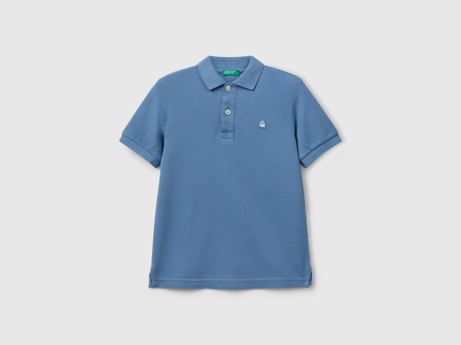 Polo slim fit in puro cotone da bambino azzurro | Benetton Outlet