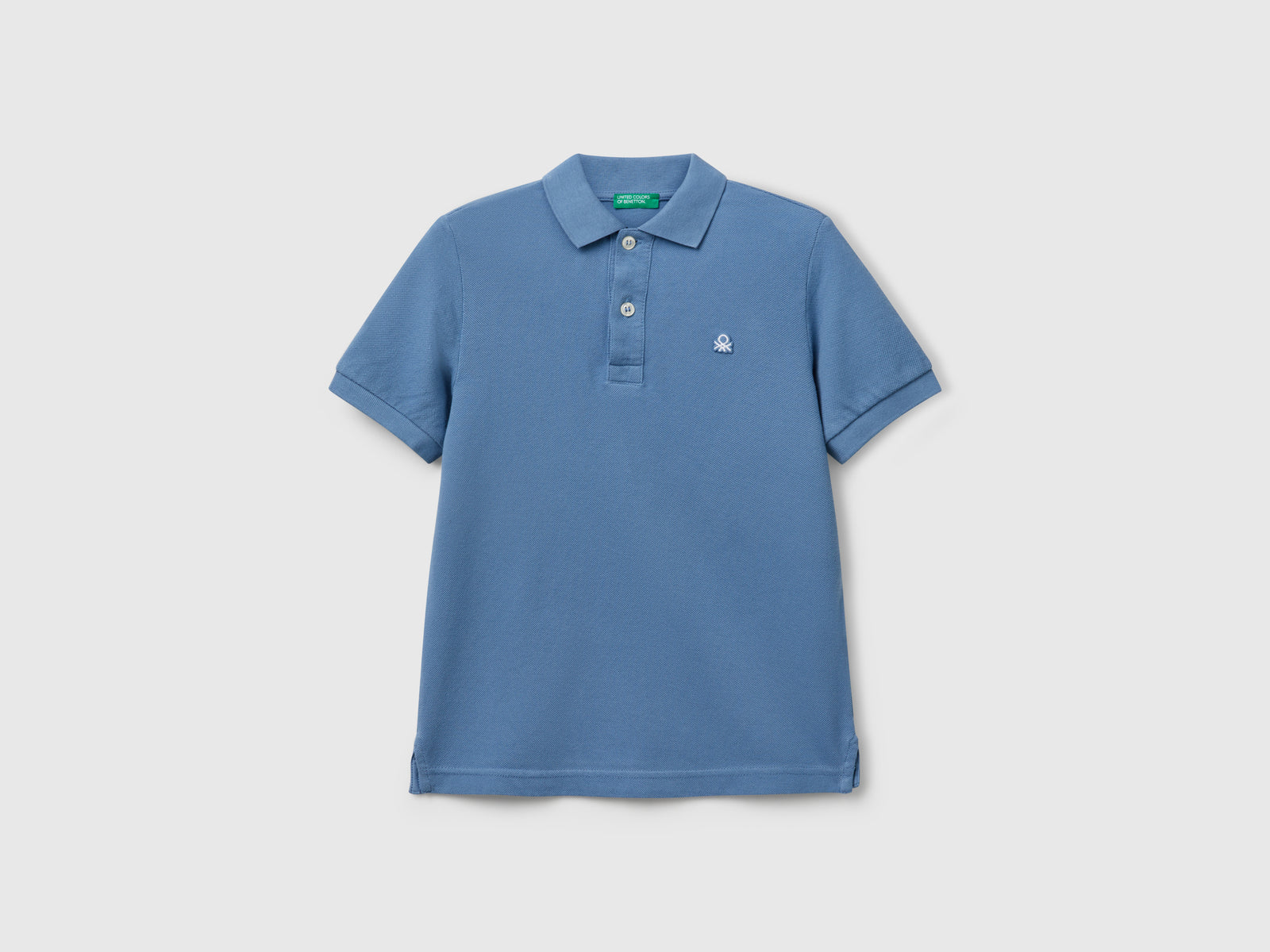 Polo slim fit in puro cotone da bambino azzurro | Benetton Outlet