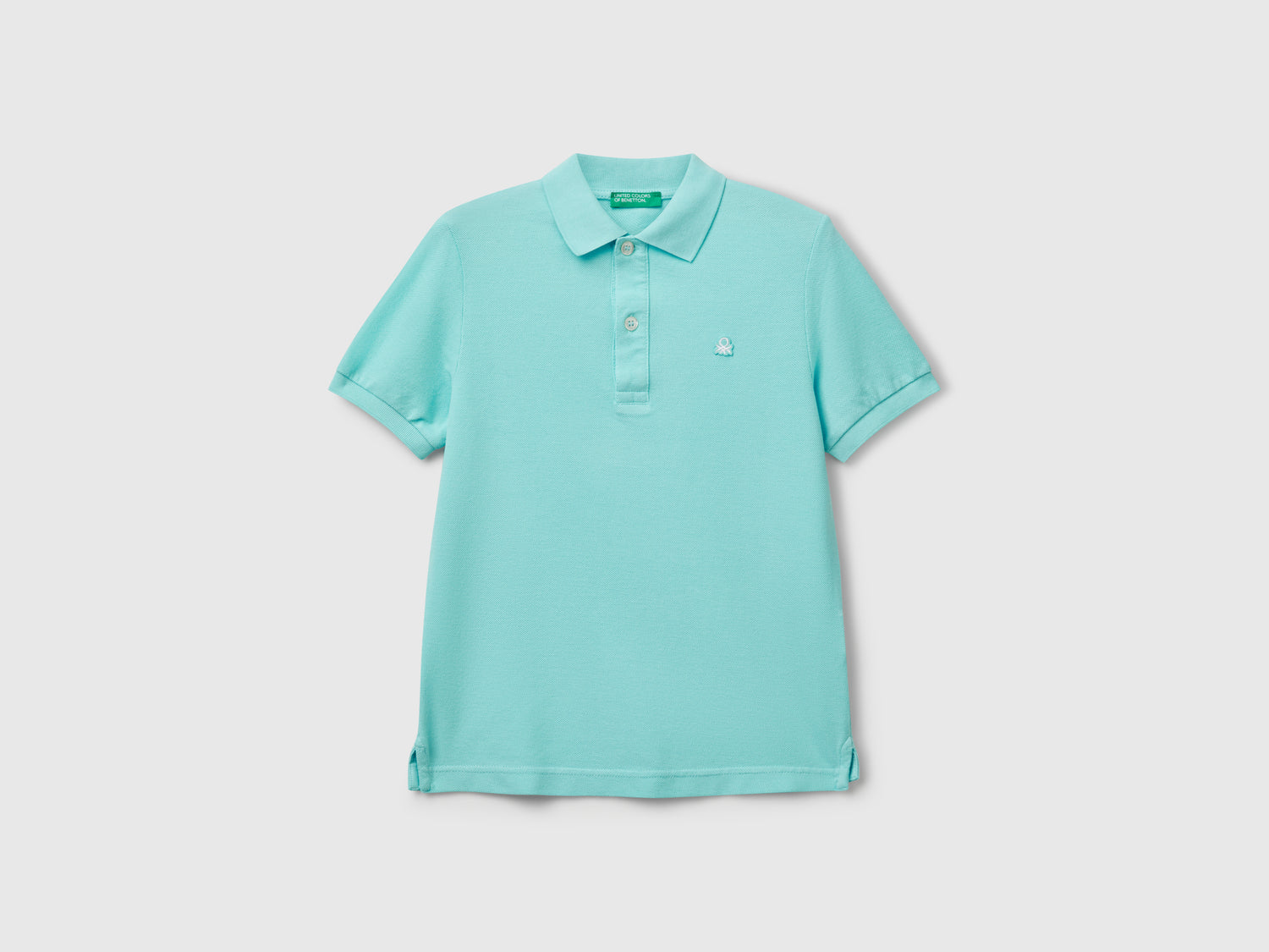 Polo slim fit in puro cotone da bambino turchese | Benetton Outlet
