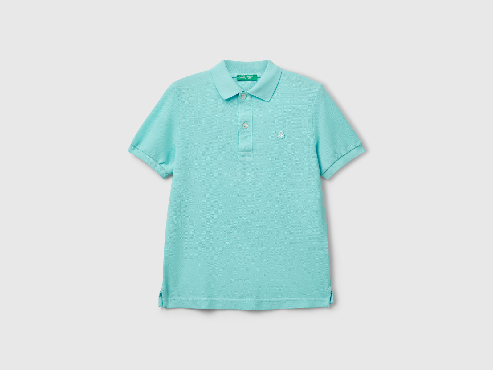 Polo slim fit in puro cotone da bambino turchese | Benetton Outlet