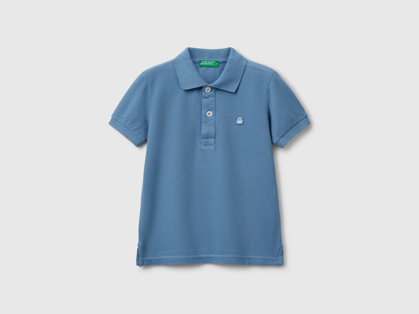 Polo manica corta in puro cotone da bimbo azzurro | Benetton Outlet