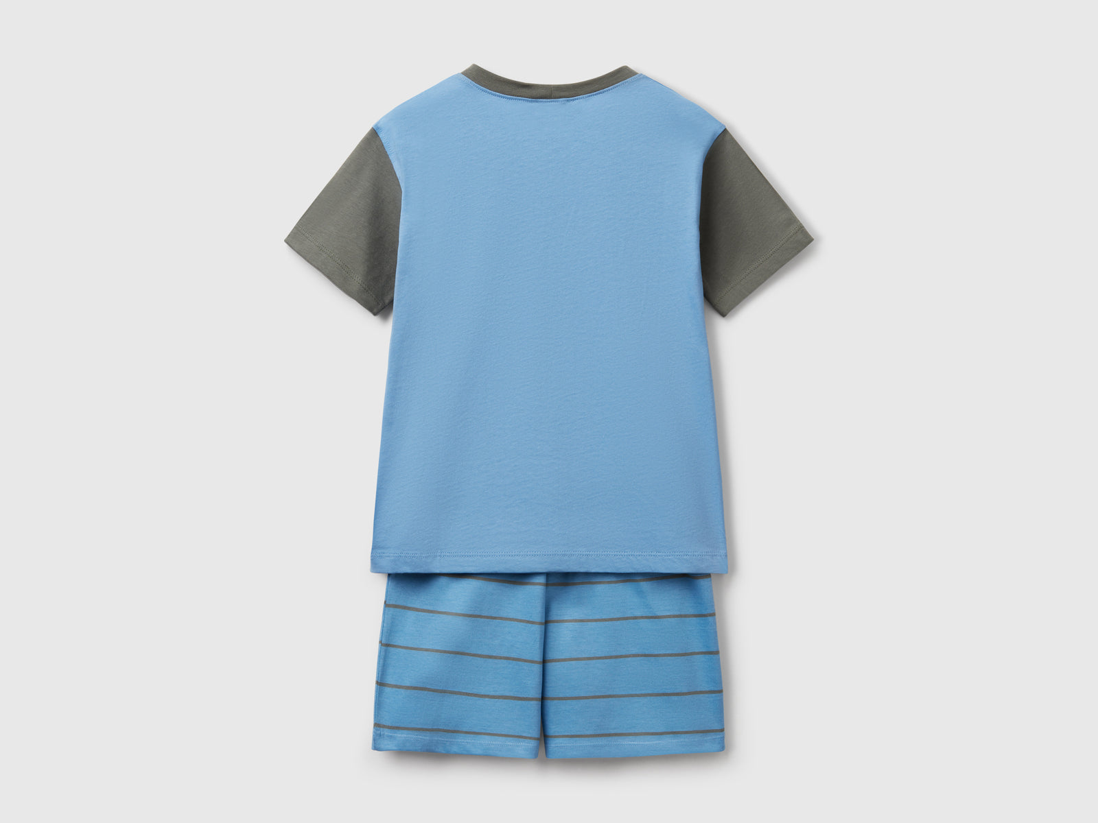 Pigiama corto in puro cotone da bambino azzurro 2 | Benetton Outlet