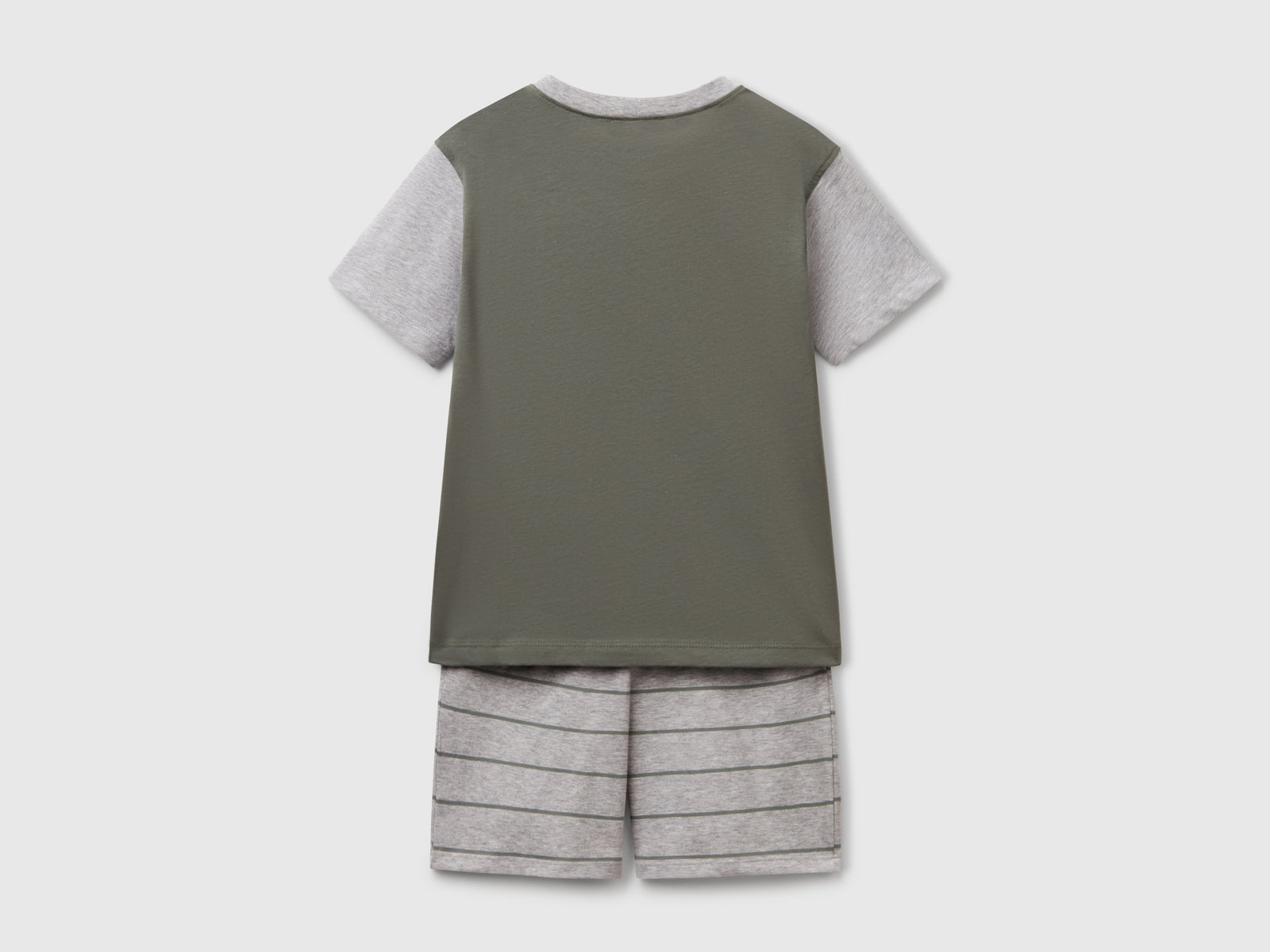 Pigiama corto in puro cotone da bambino verde chiaro 2 | Benetton Outlet