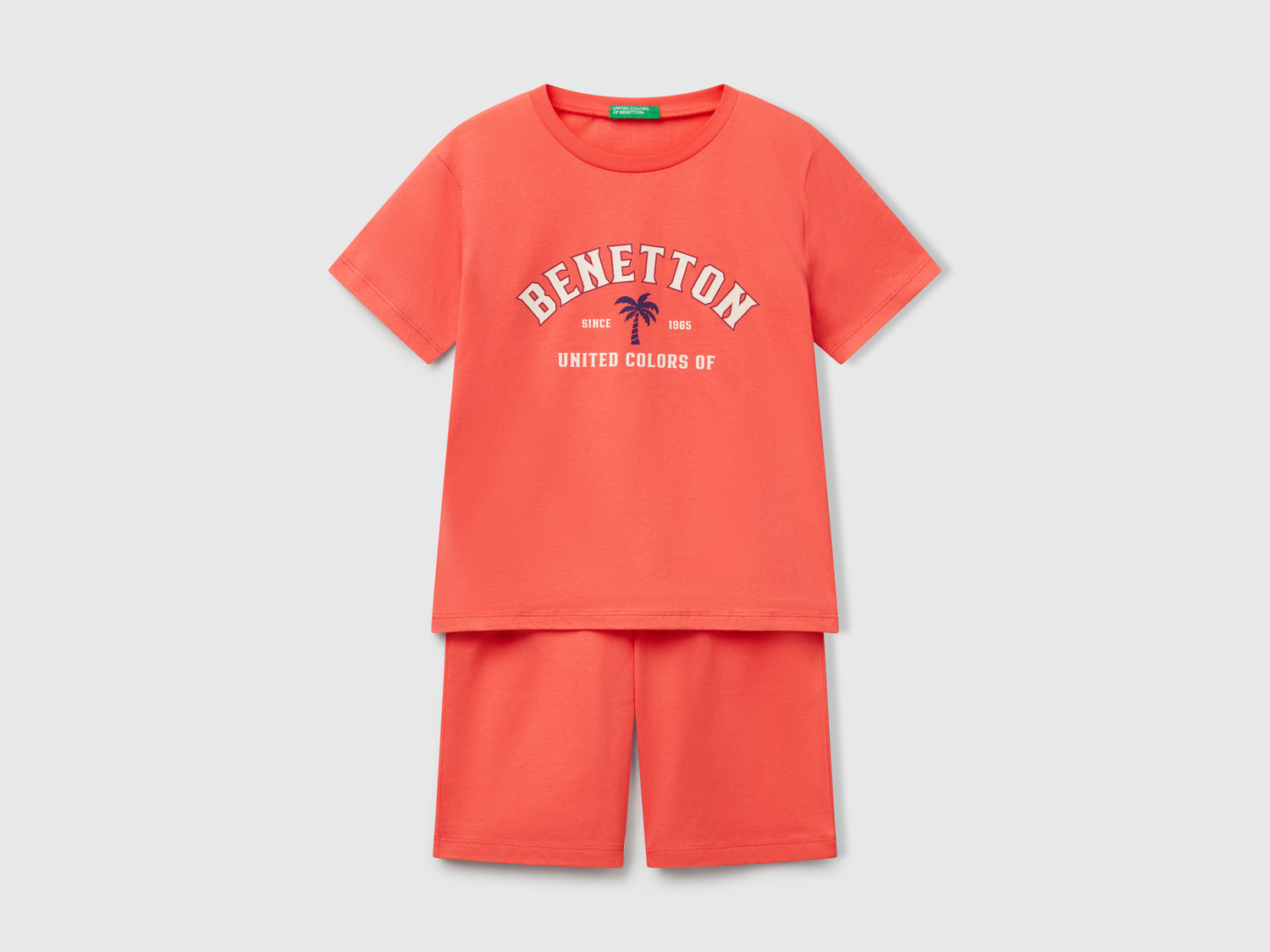 Pigiama con logo 100% cotone da bambino corallo | Benetton Outlet