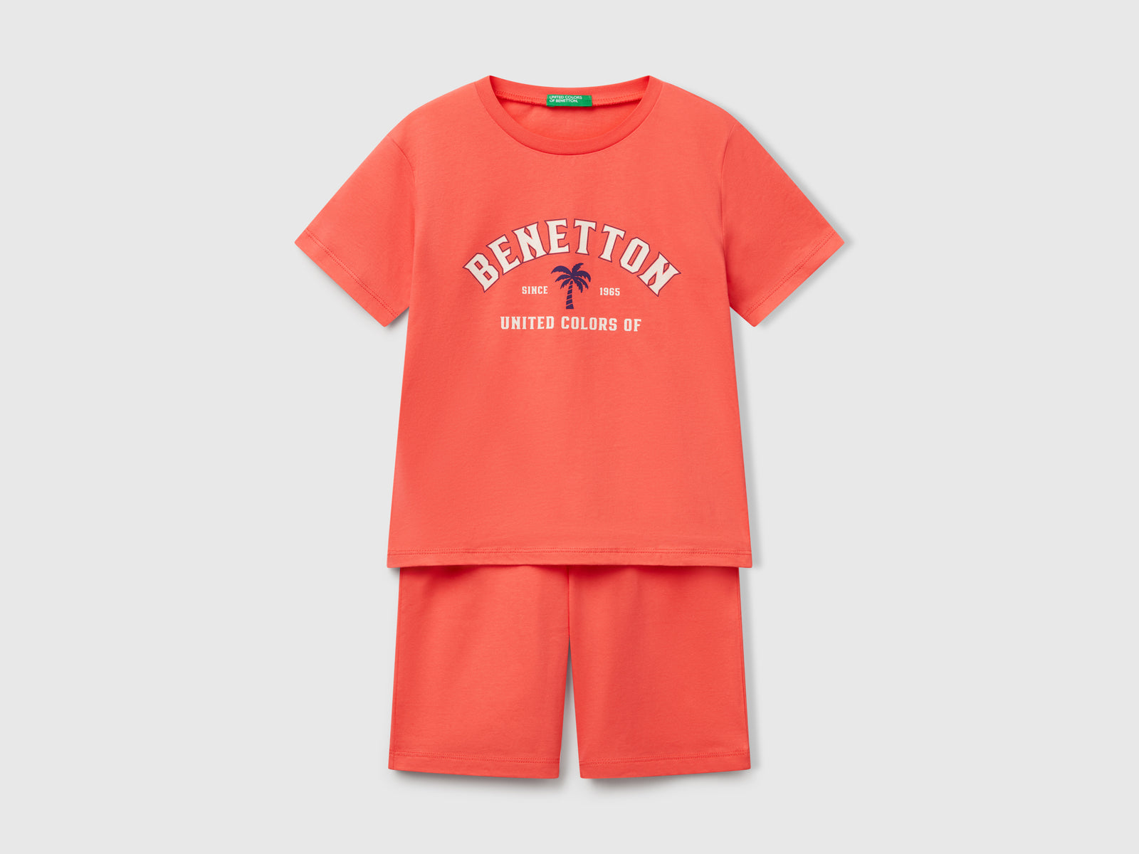 Pigiama con logo 100% cotone da bambino corallo | Benetton Outlet