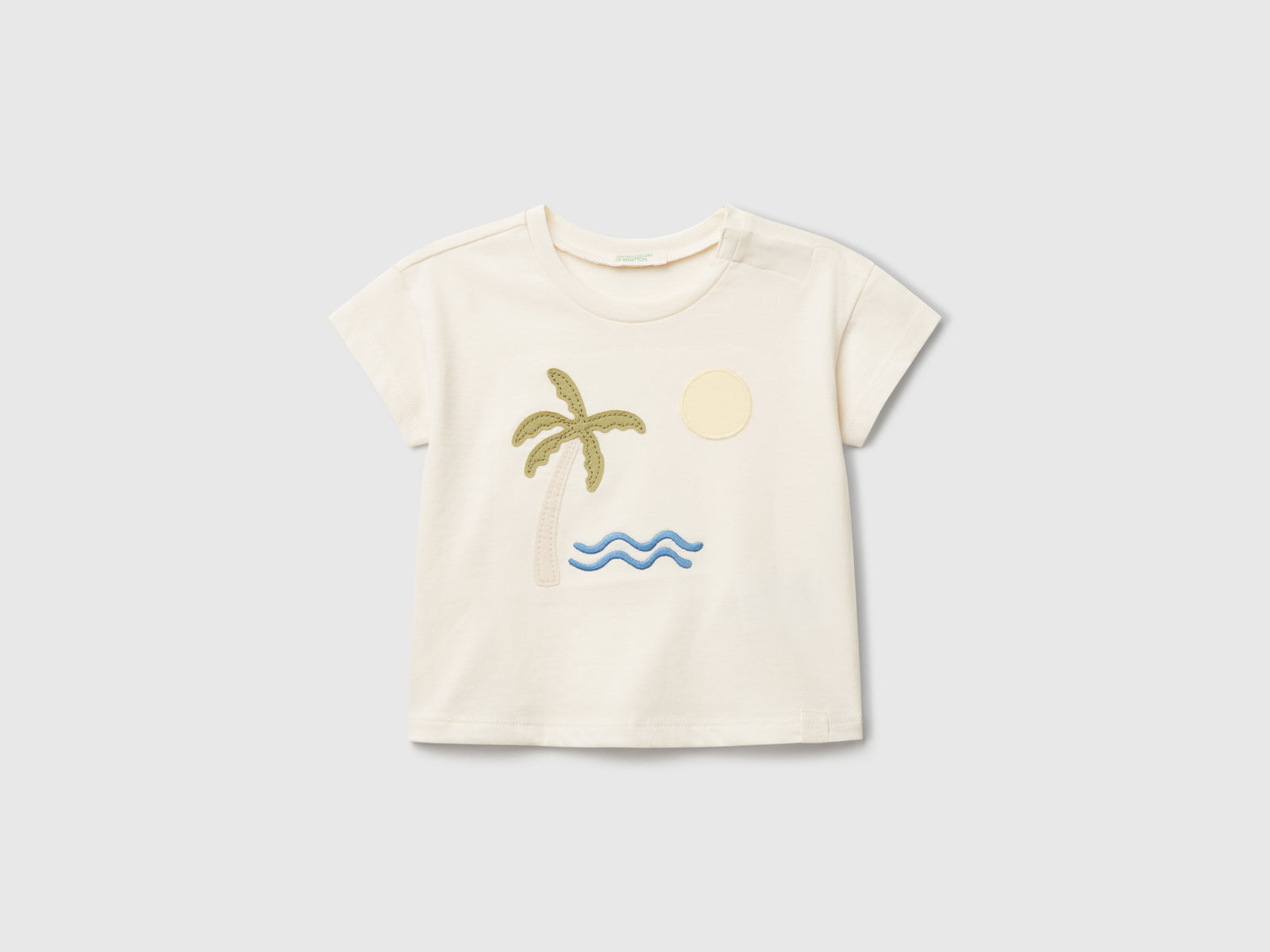 T-shirt con grafica estiva da neonato bianco panna | Benetton Outlet