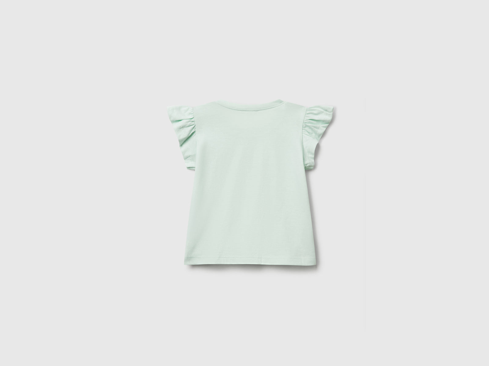 Maglietta con stampa e applicazione da neonato verde acqua 2 | Benetton Outlet