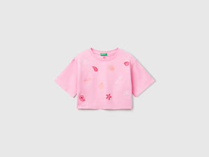 T-shirt con ricamo conchiglie