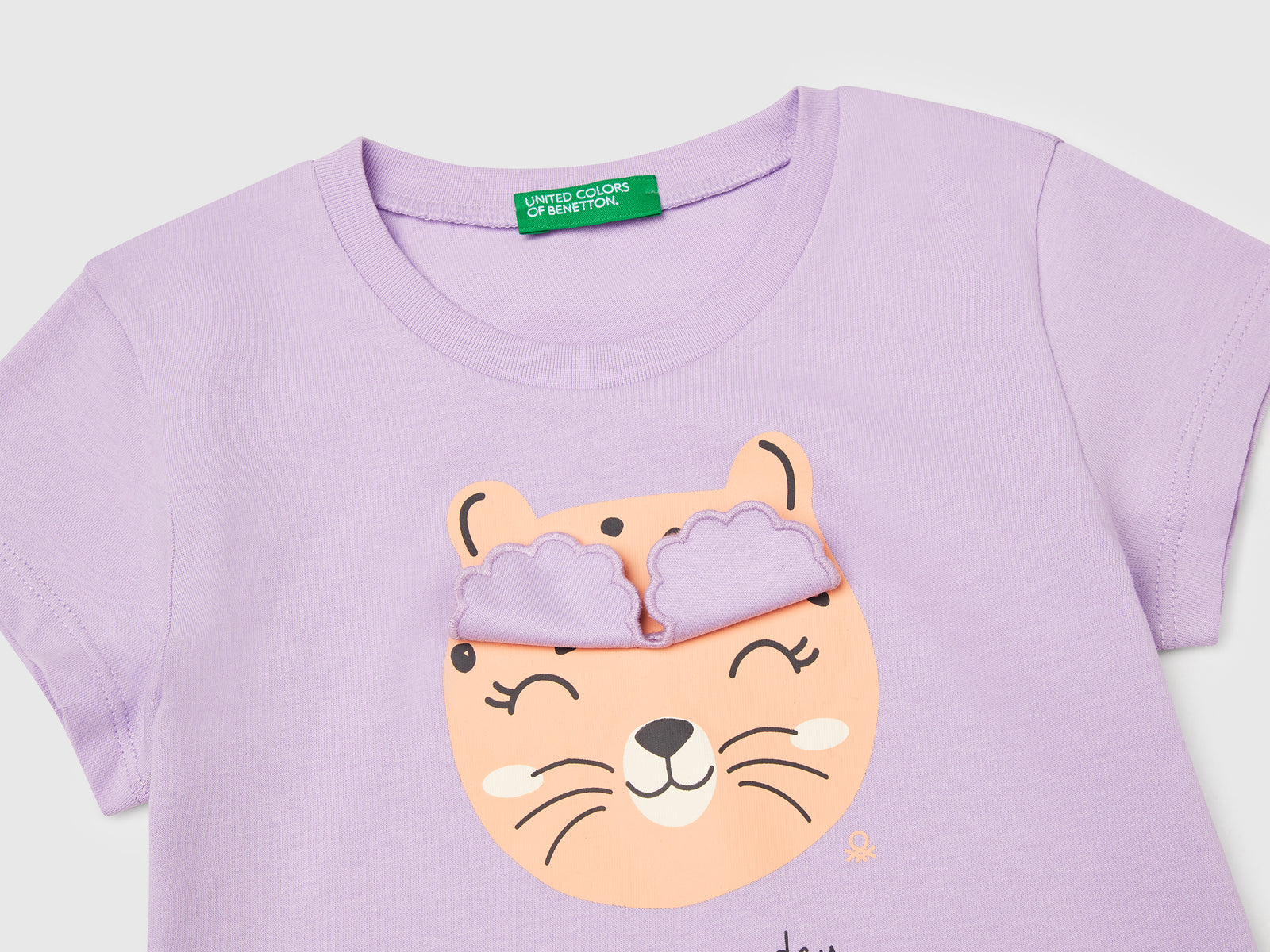 Maglietta con stampa e applicazione da bimba lilla 3 | Benetton Outlet