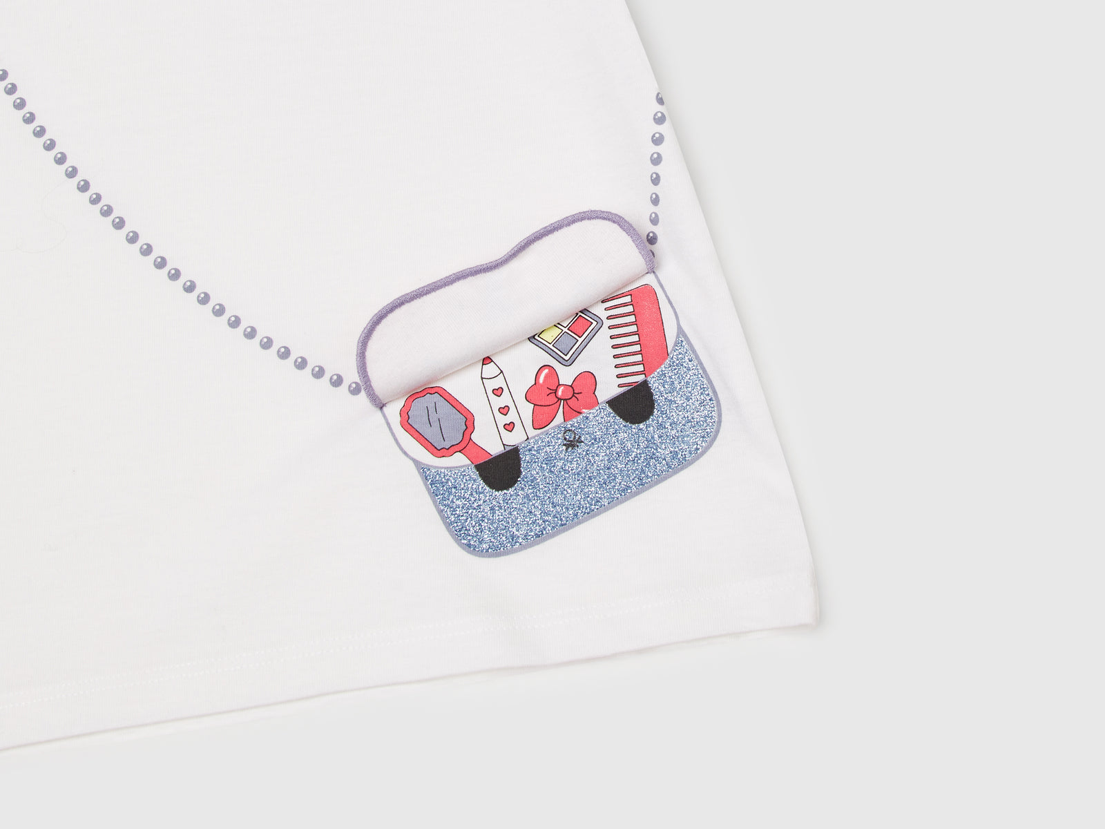 Maglietta con stampa e applicazione da bimba bianco 3 | Benetton Outlet