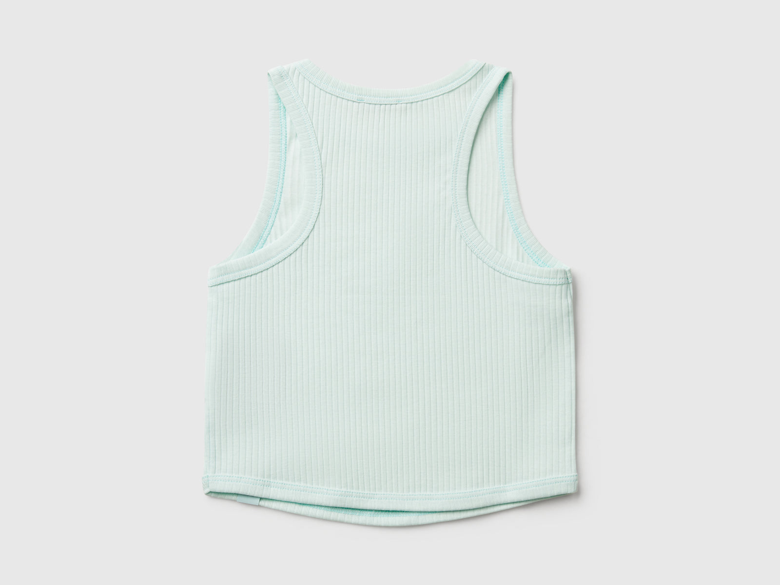 Canotta a costine da bambina verde acqua 2 | Benetton Outlet