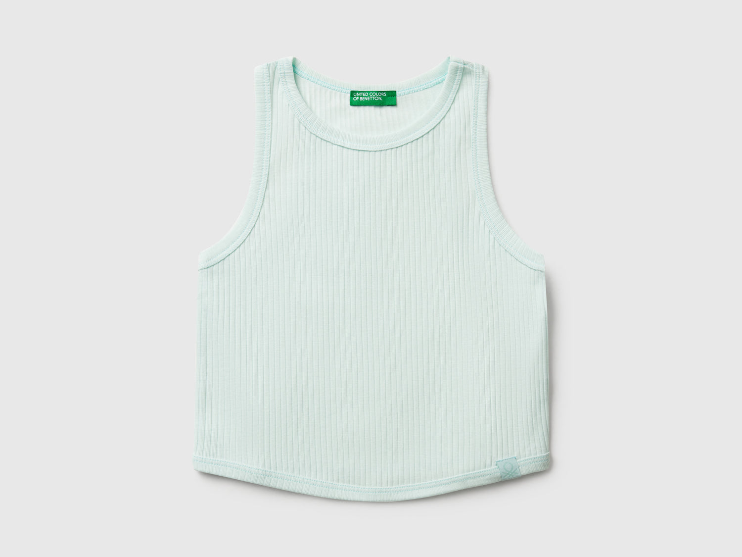 Canotta a costine da bambina verde acqua | Benetton Outlet