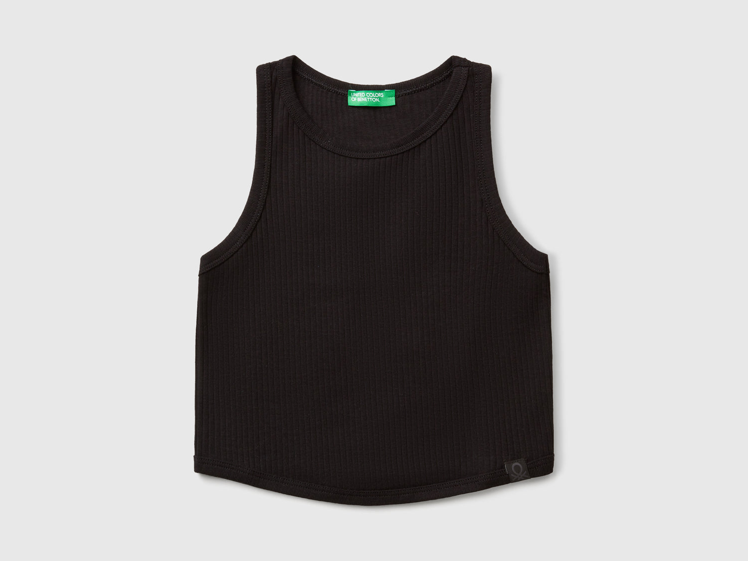 Canotta a costine da bambina nero | Benetton Outlet