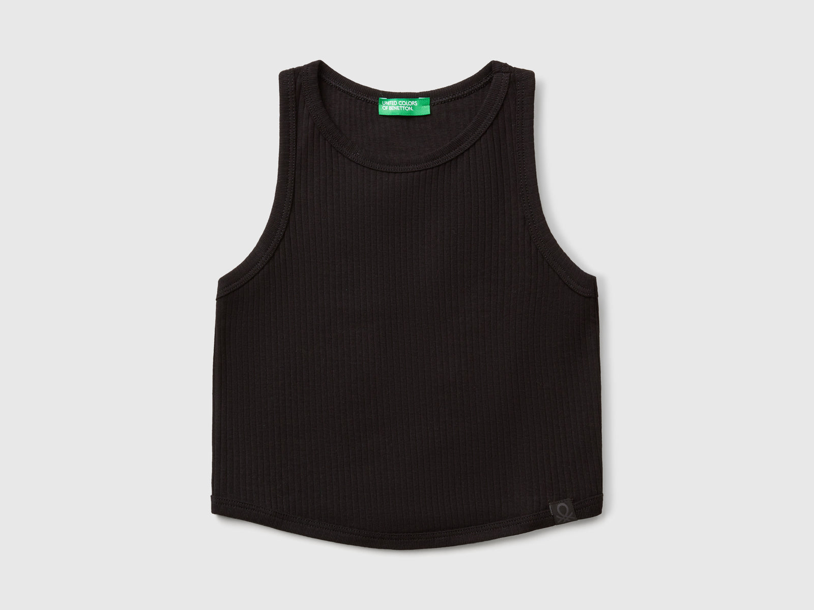 Canotta a costine da bambina nero | Benetton Outlet