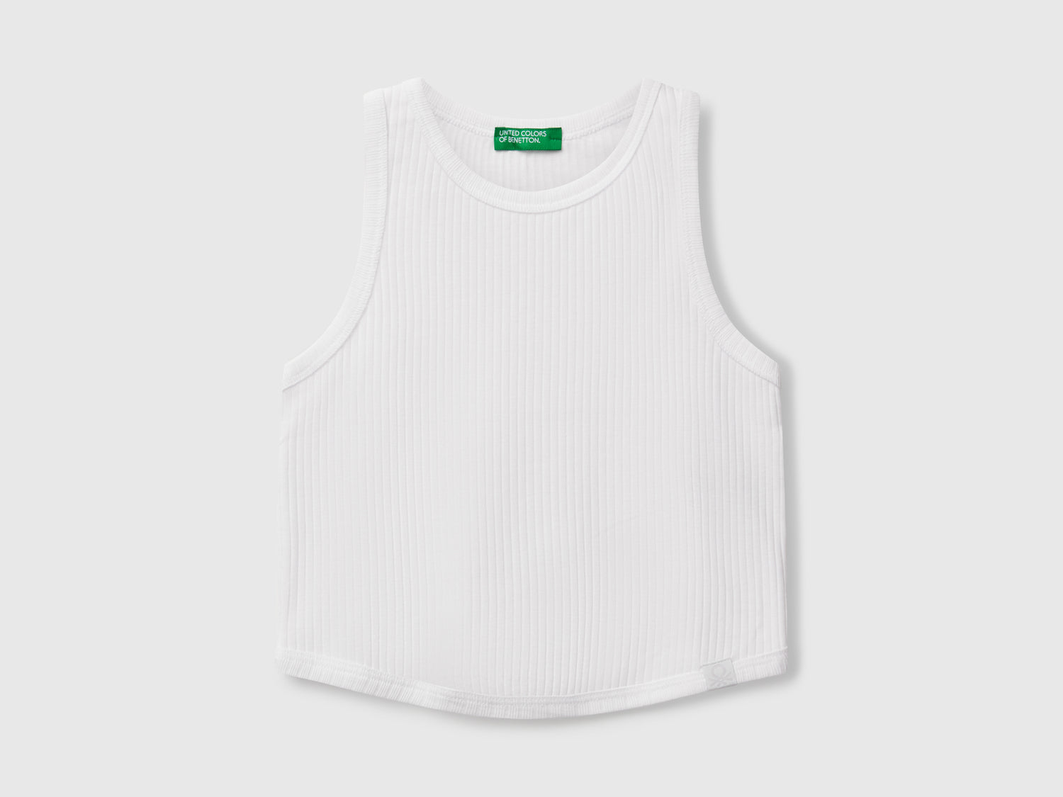 Canotta a costine da bambina bianco | Benetton Outlet
