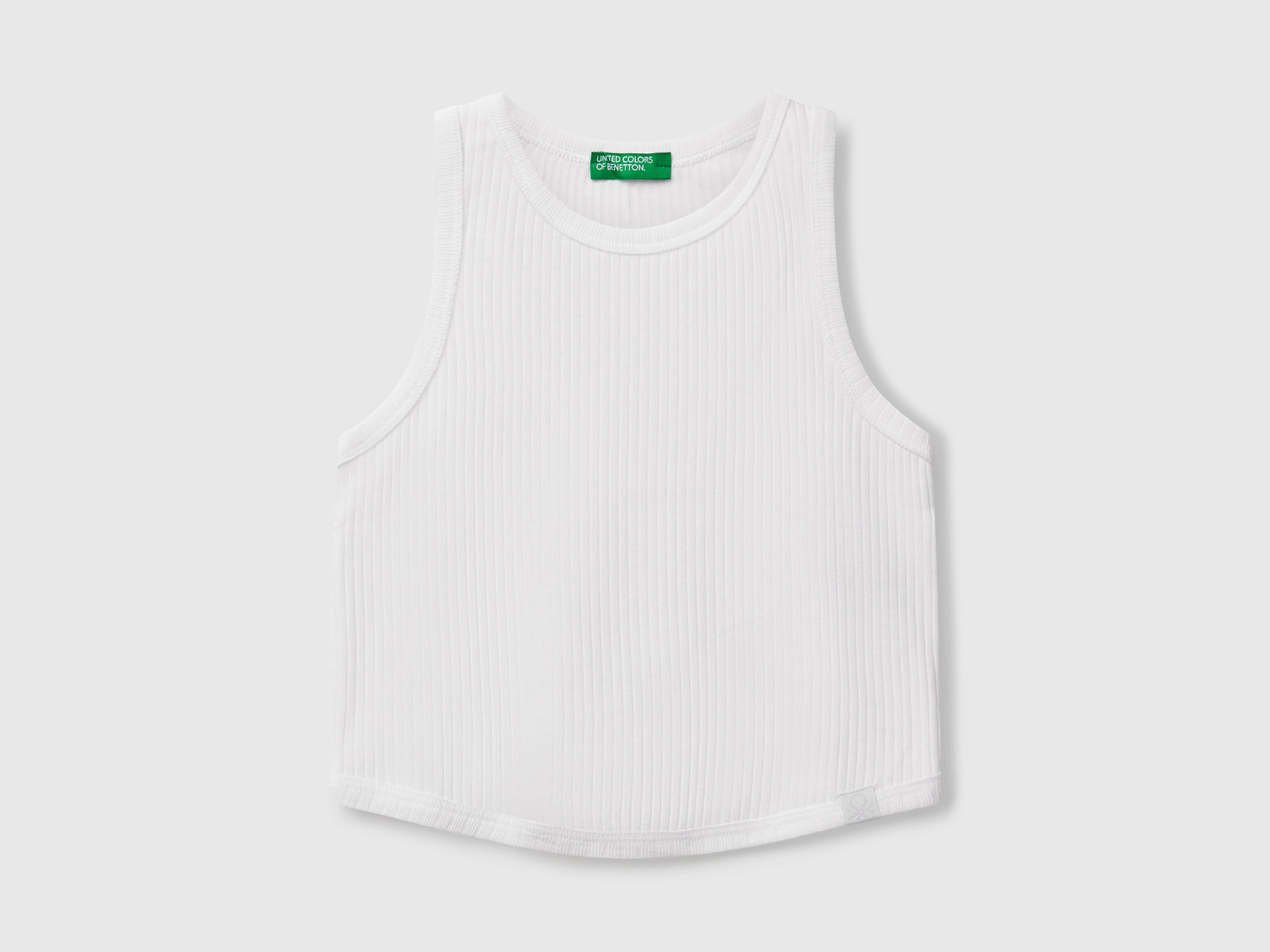 Canotta a costine da bambina bianco | Benetton Outlet