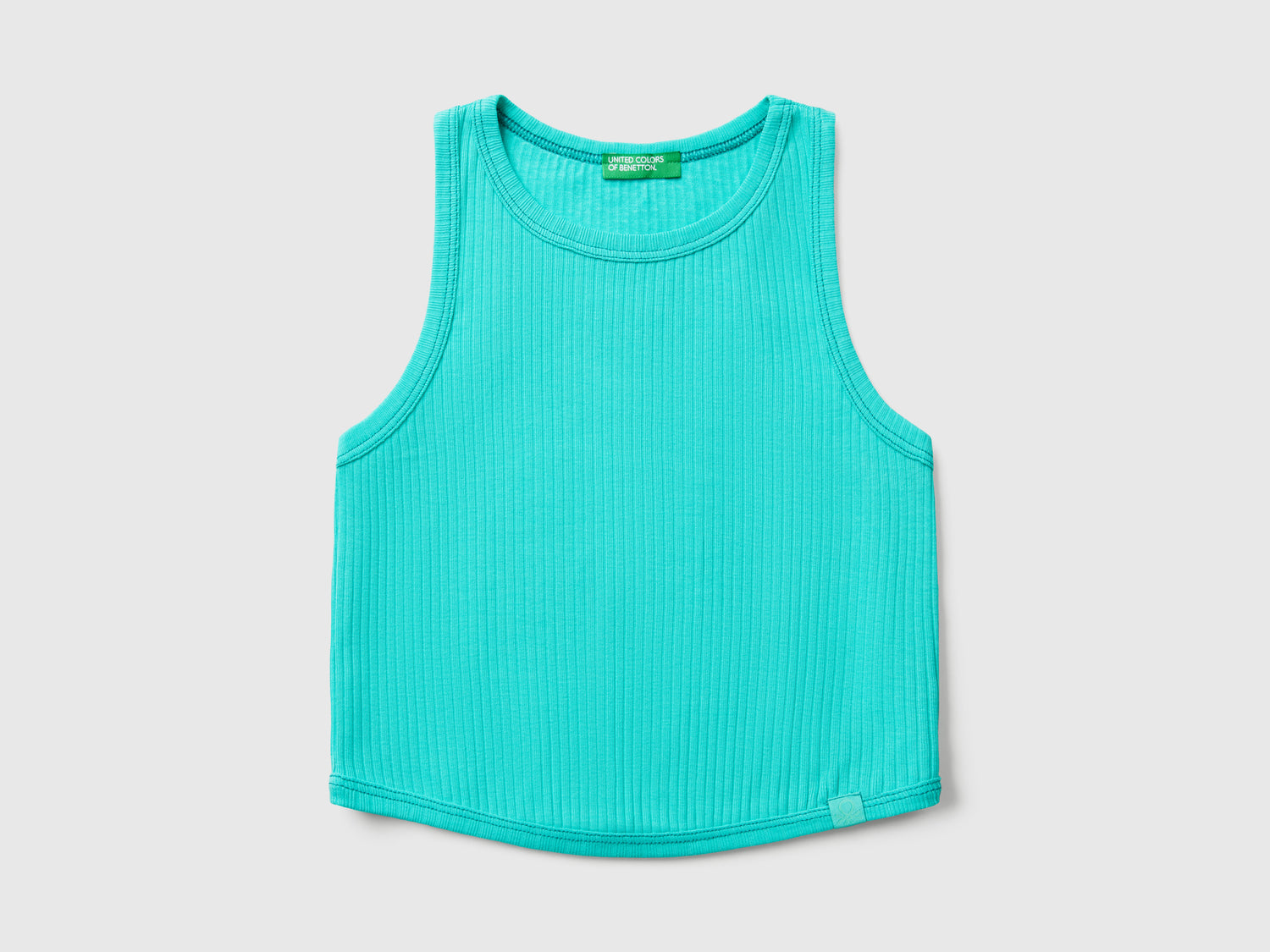Canotta a costine da bambina celeste fluo | Benetton Outlet