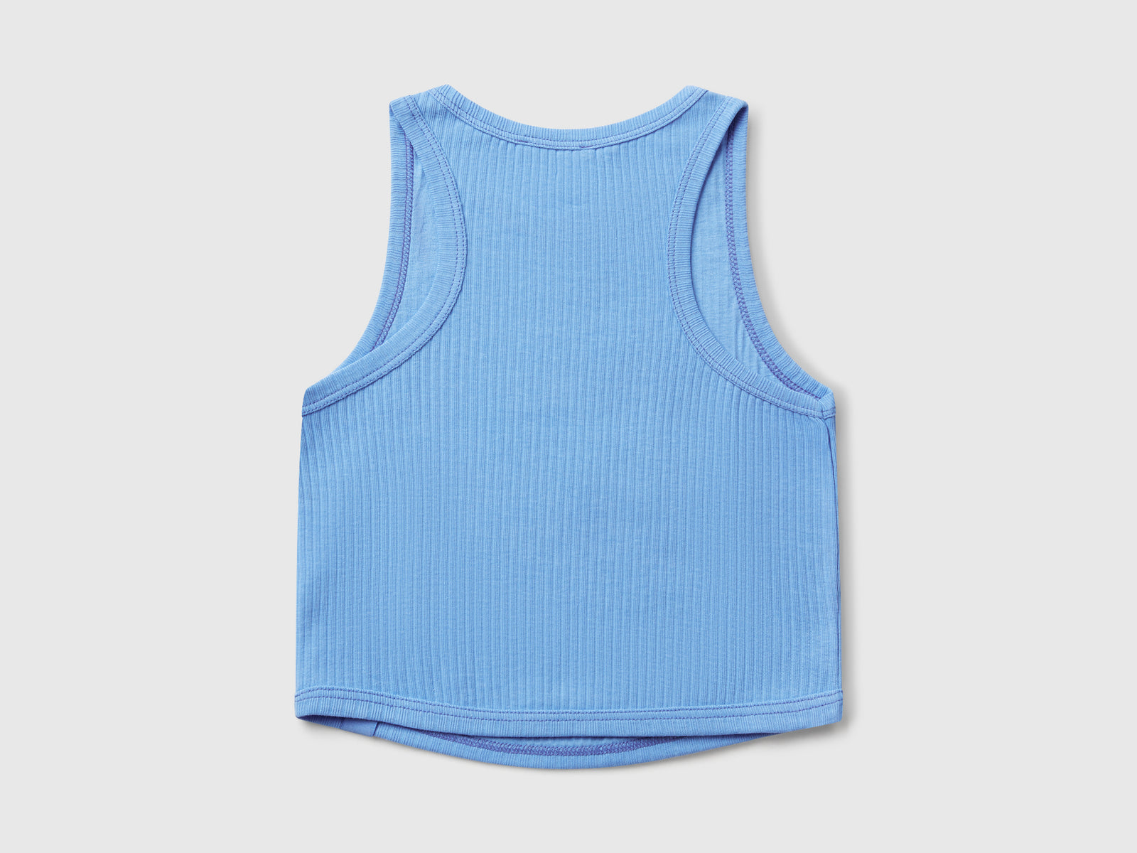 Canotta a costine da bambina celeste 2 | Benetton Outlet