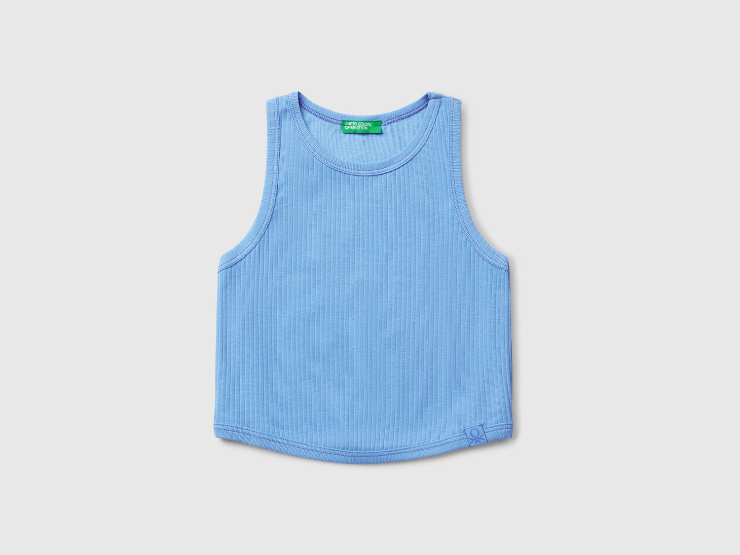 Canotta a costine da bambina celeste | Benetton Outlet