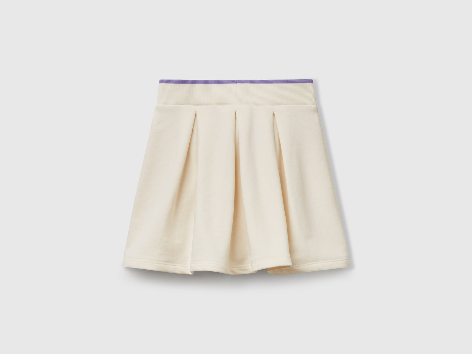 Gonna in felpa con pieghe da bambina bianco panna 2 | Benetton Outlet