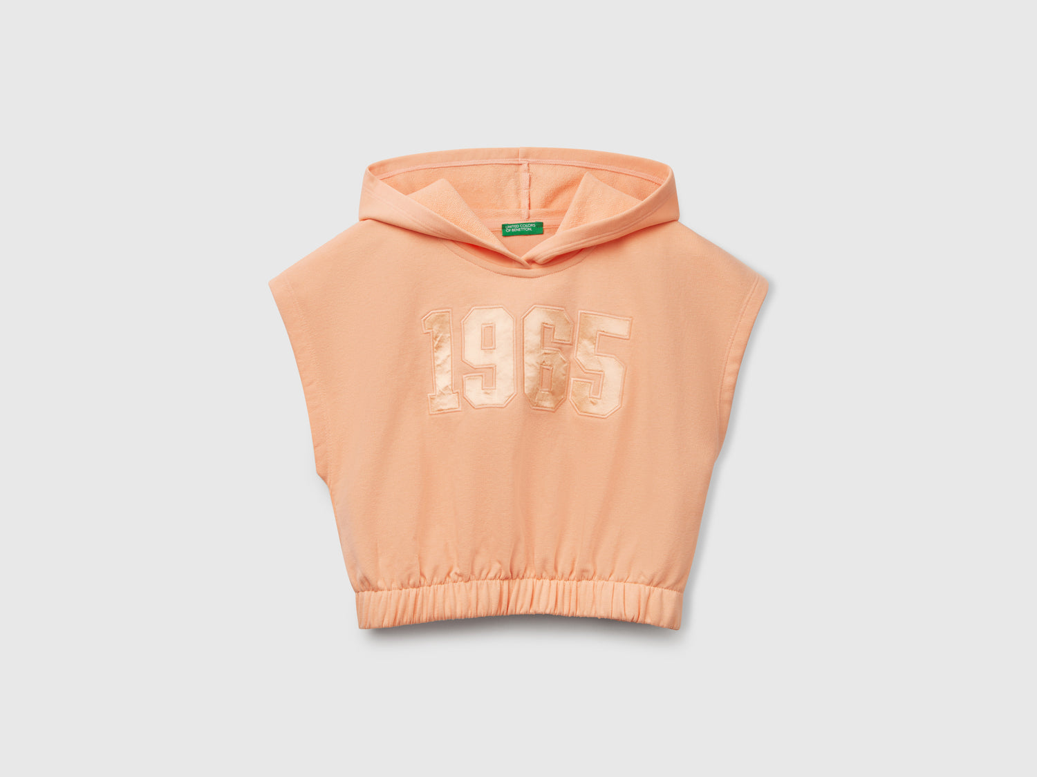 Felpa smanicata con cappuccio da bambina pesca | Benetton Outlet