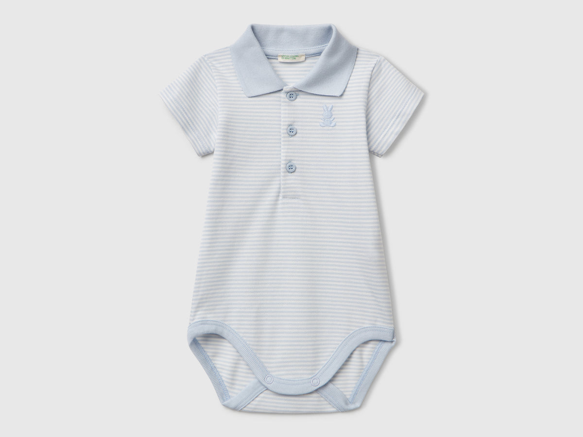 Body a polo in cotone elasticizzato