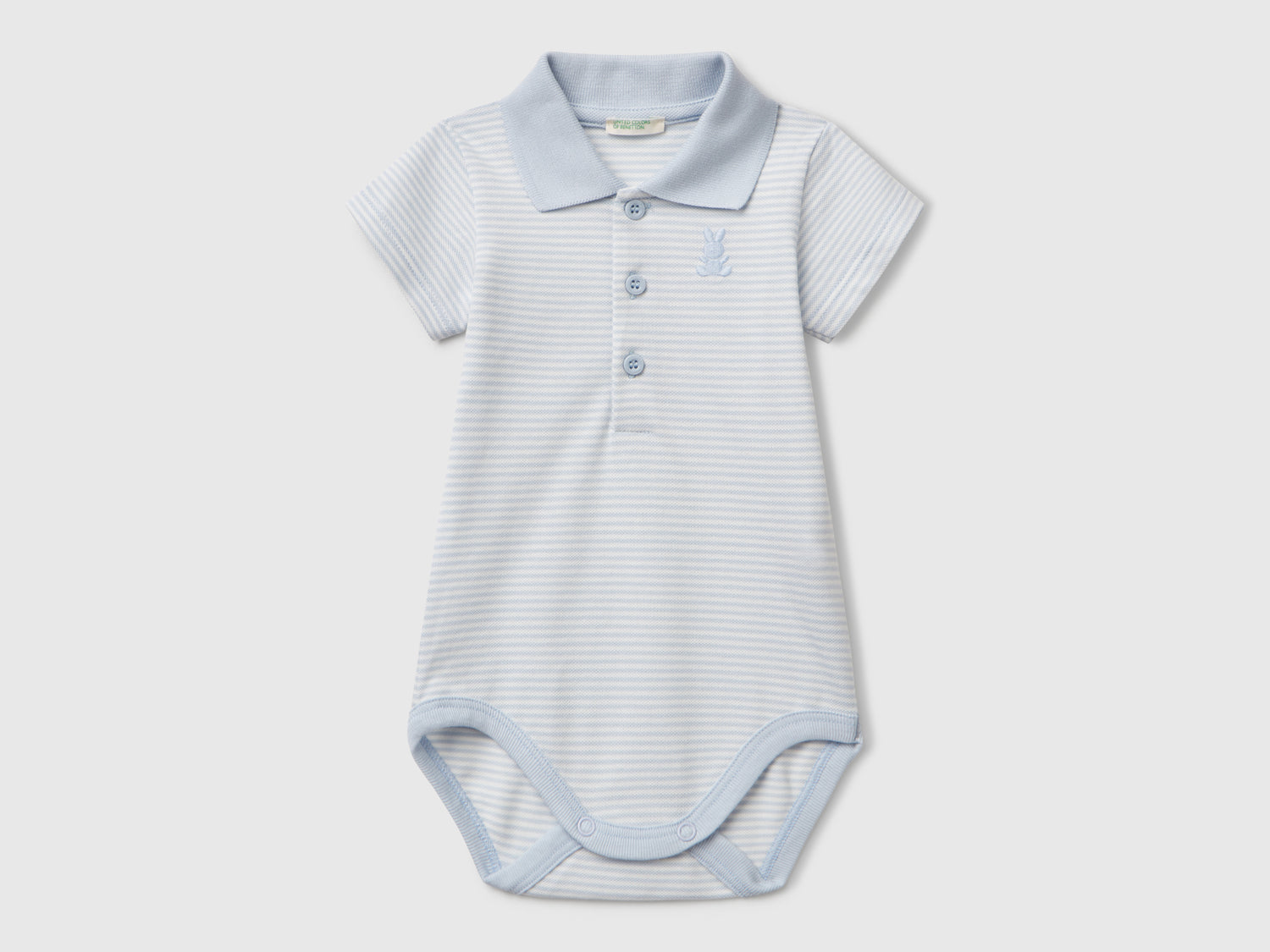 Body a polo in cotone elasticizzato da neonato celeste | Benetton Outlet