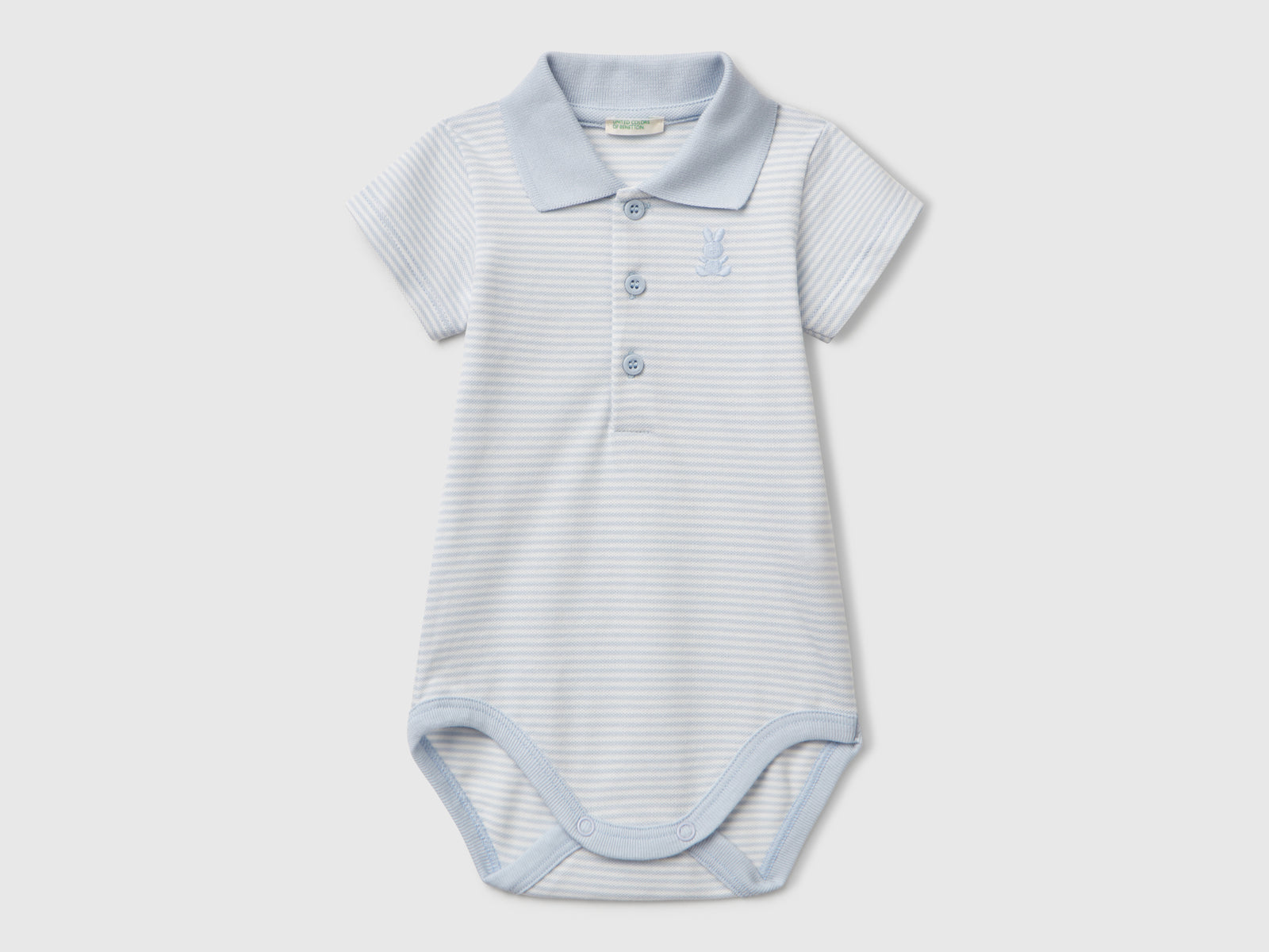 Body a polo in cotone elasticizzato da neonato celeste | Benetton Outlet