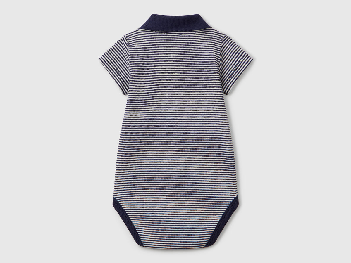 Body a polo in cotone elasticizzato