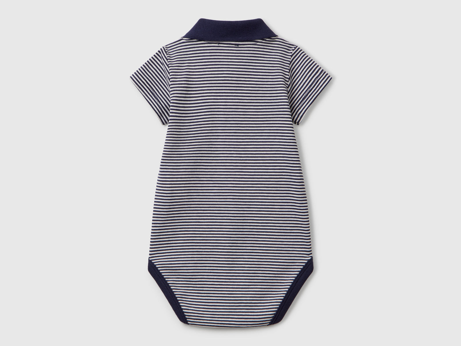 Body a polo in cotone elasticizzato da neonato blu scuro 2 | Benetton Outlet