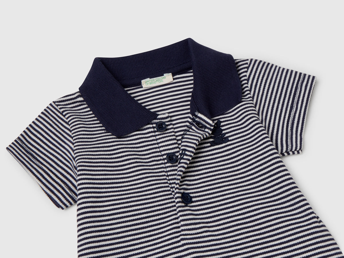 Body a polo in cotone elasticizzato