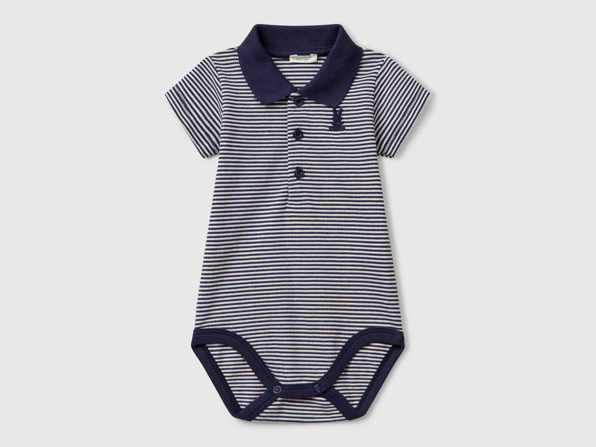 Body a polo in cotone elasticizzato