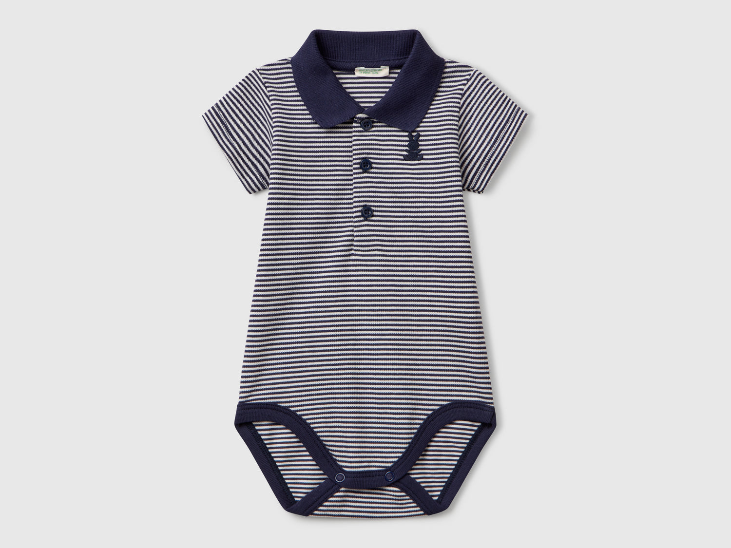 Body a polo in cotone elasticizzato da neonato blu scuro | Benetton Outlet