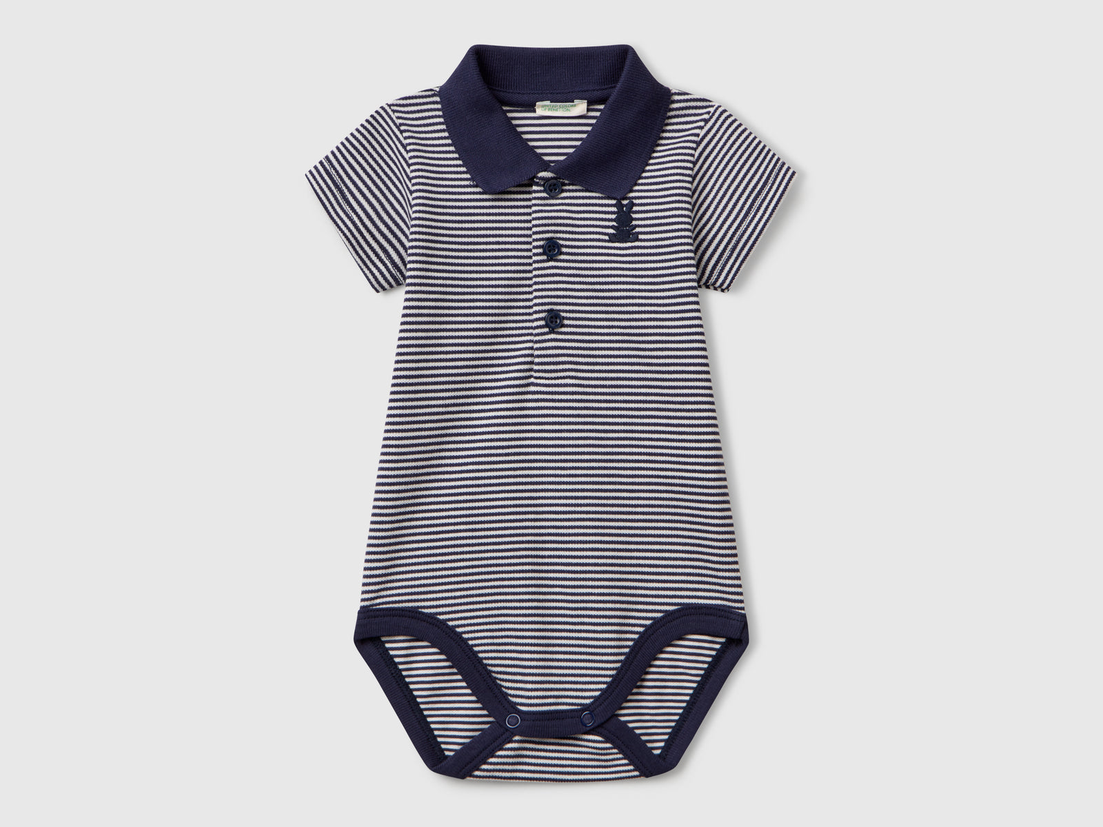 Body a polo in cotone elasticizzato da neonato blu scuro | Benetton Outlet