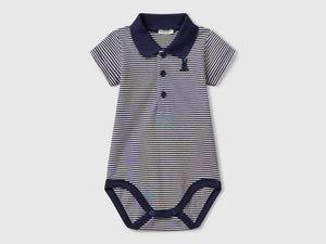 Body a polo in cotone elasticizzato