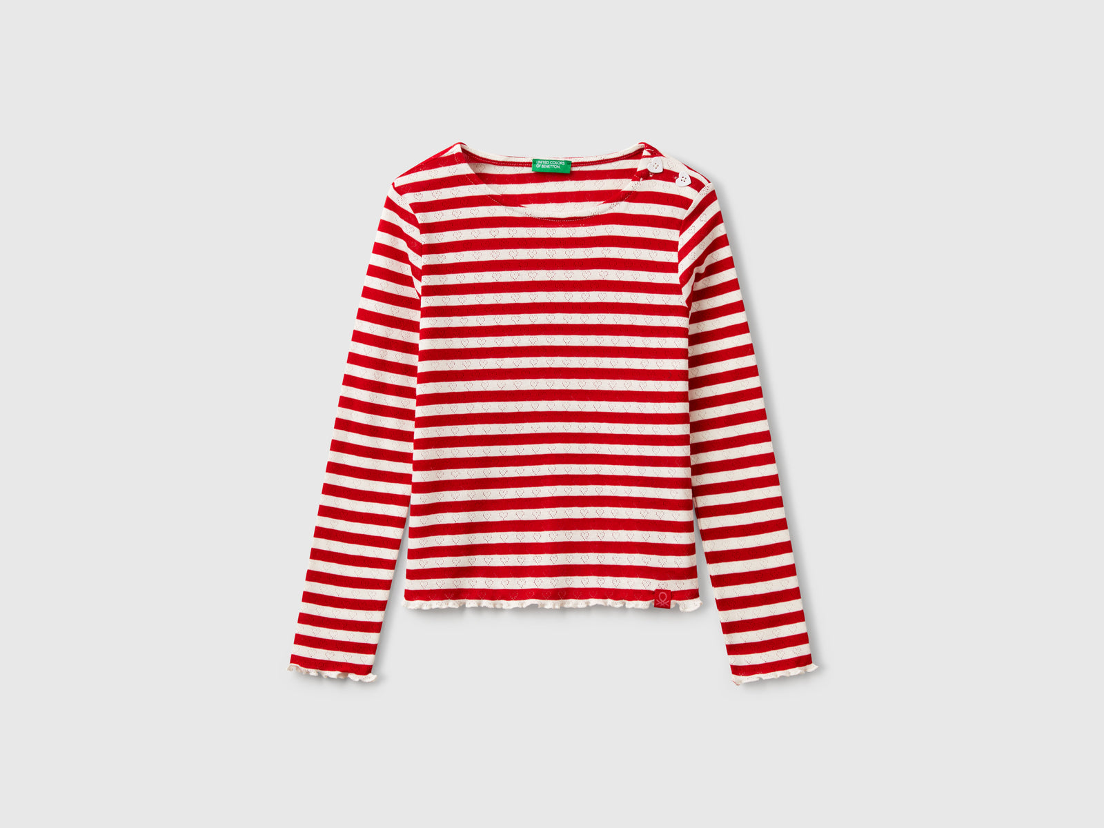Maglietta a righe da bambina rosso | Benetton Outlet