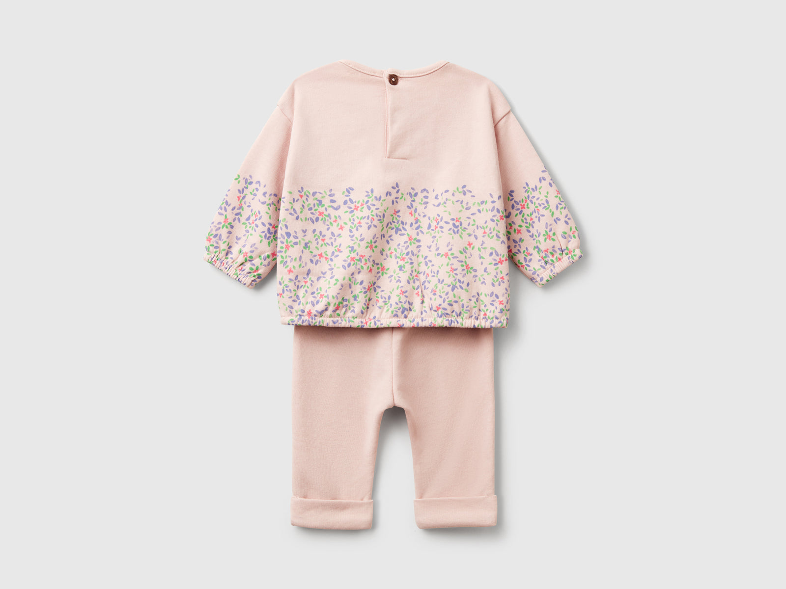 Completo felpa e pantaloni in misto cotone da neonato multi-color 2 | Benetton Outlet