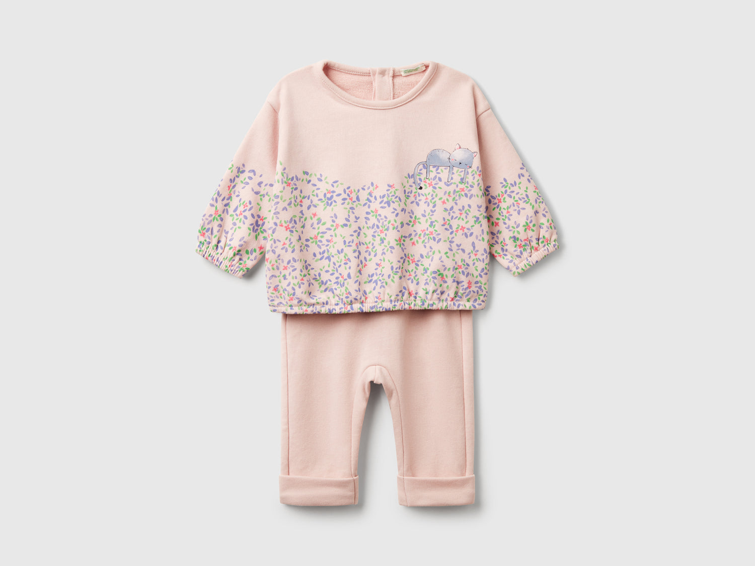 Completo felpa e pantaloni in misto cotone da neonato multi-color | Benetton Outlet