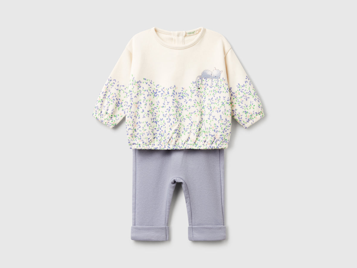 Completo felpa e pantaloni in misto cotone