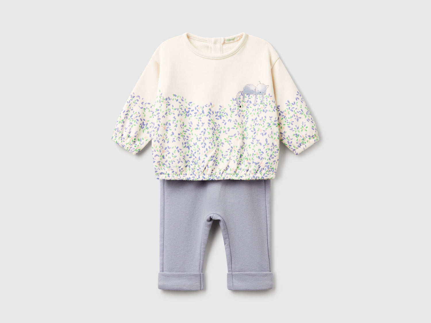 Completo felpa e pantaloni in misto cotone da neonato multi-color | Benetton Outlet