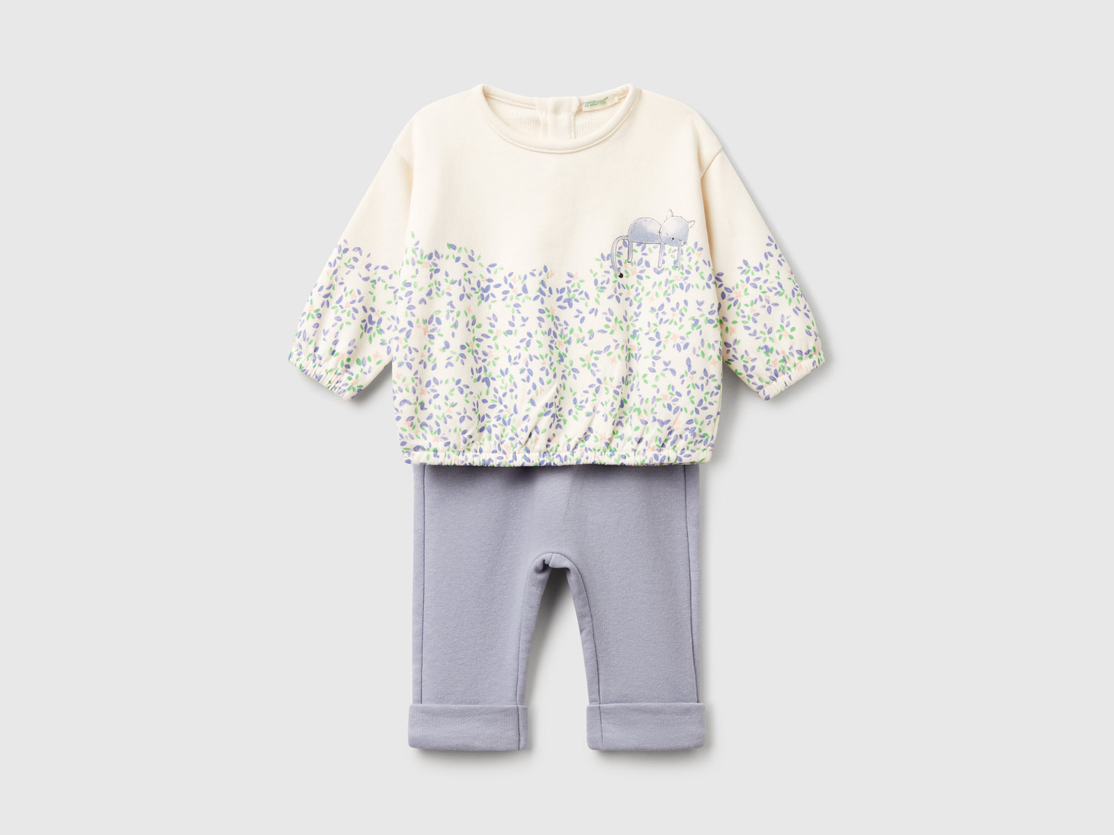 Completo felpa e pantaloni in misto cotone da neonato multi-color | Benetton Outlet