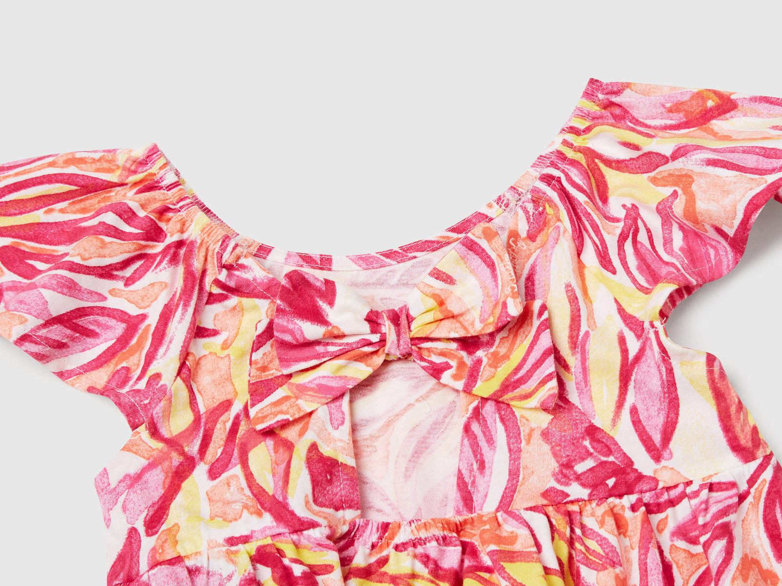 Vestito con stampa tropicale da bimba rosa 3 | Benetton Outlet