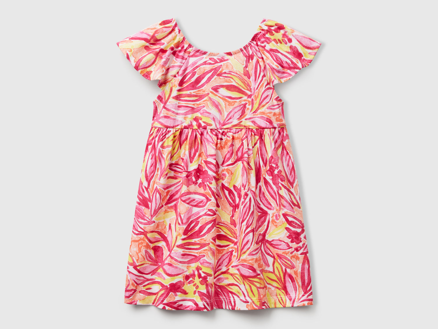 Vestito con stampa tropicale da bimba rosa | Benetton Outlet