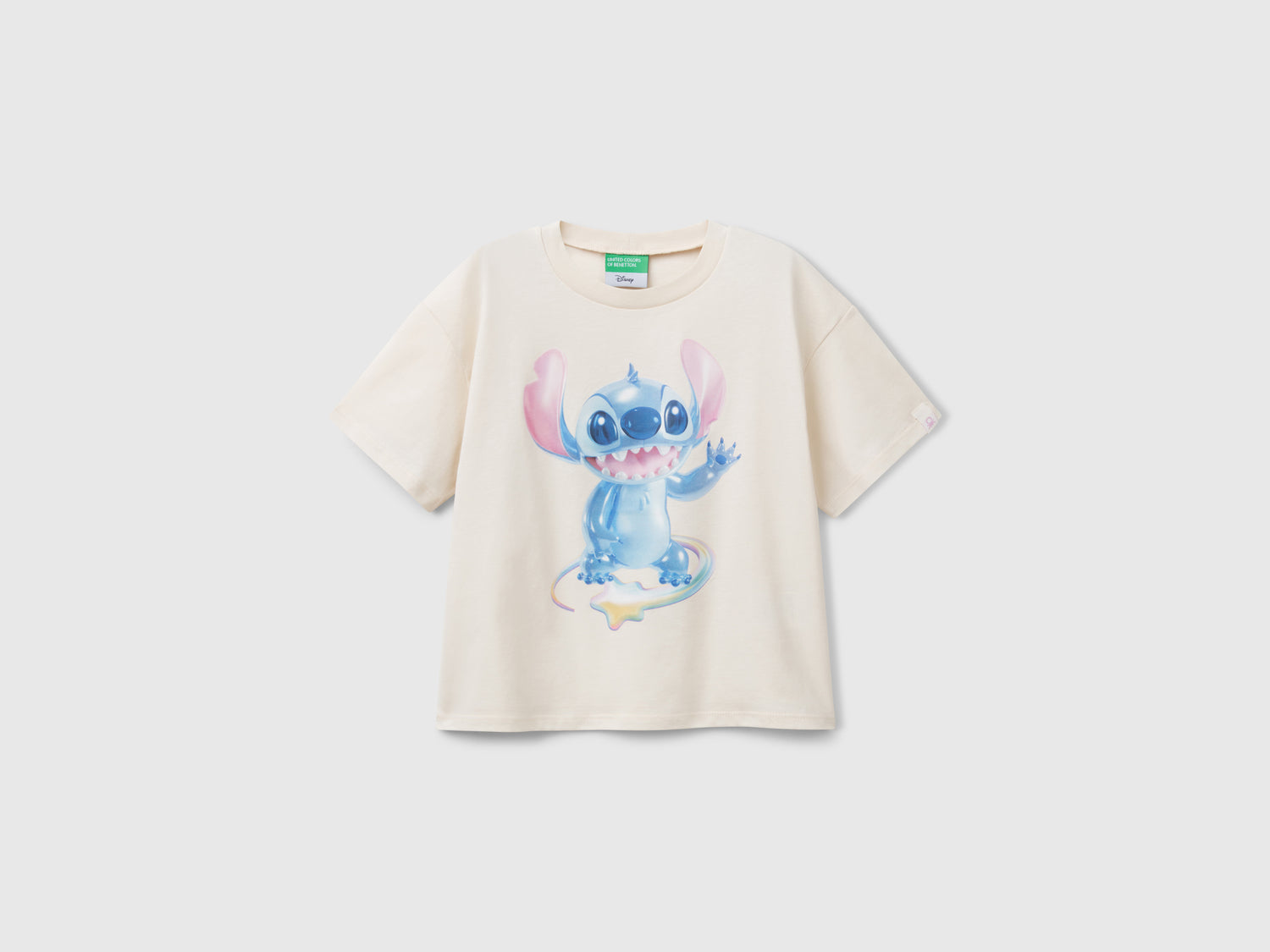 T-shirt boxy fit Lilo & Stitch ©Disney da bambina beige | Benetton Outlet